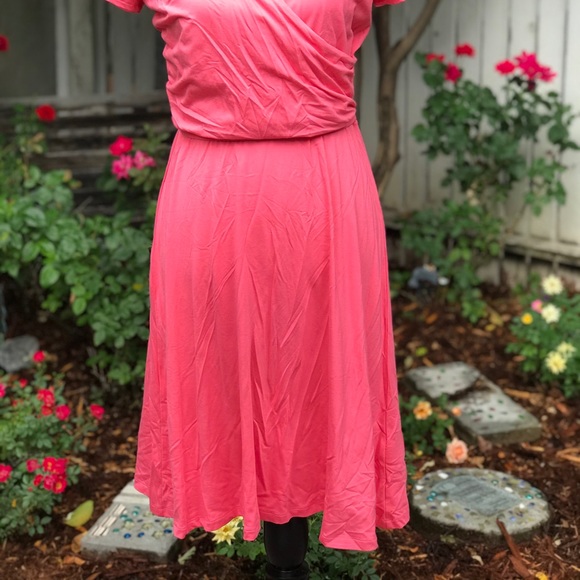 Lands’ End Surplice V-Neck Fit and Flare Dress - Picture 2 of 5